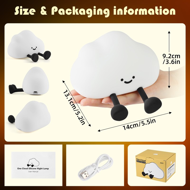 YISUN Cloud Night Light, Cute Silicone Nightlight for Baby Toddler,