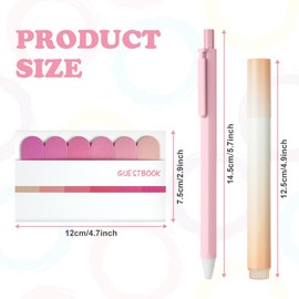 OFFCUP Pastel Highlighters, 13PCS Aesthetic School Supplies, 6pcs No-Bleed Highlighters, 6pcs Retractable Rollerball Pens Ink Gel Pens, 1PC Sticky Tabs, Cute Stationary for School Office Home (Pink)