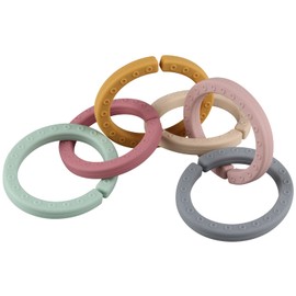 Silicone Teether Links, Baby Toy Rings Clip on Toys, Teethers to Stroller, Car Seat, 6 Color Teething Rings, Food Grade Silicone, BPA & Phthalate