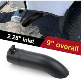 LCGP 2.25 Inch Inlet Turn Down Bolt On Exhaust Tip, Standard 2.25 Inch Inside Diameter Turndown Exhaust Tailpipe Tip, Black Powder Coated Stainless Steel, 9 Inch Length