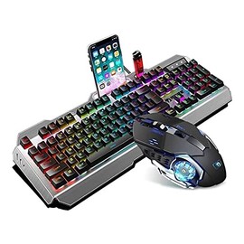 Combo de teclado y mouse retroiluminado LED para juegos con caracteres emisores ajustables REG retroiluminación LED, mouse teclas multimedia, teclado 