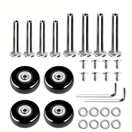 Rehomy Pack of 4 Luggage Replacement Wheels Rubber Replacement Wheels for Suitcase for Trolley Hard Case Wheels with Ball Bearing Replacement Parts Repair Set (50 mm x 18 mm), black, 50mm*18mm,
