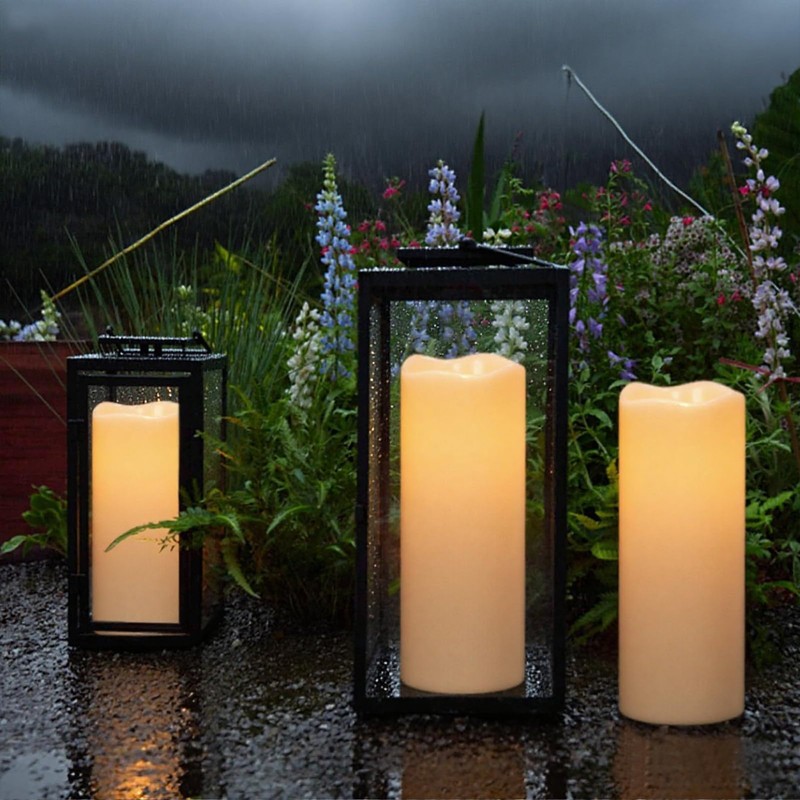 GenSwin Outdoor Candles with Remote Timer for Lanterns, 2 Pack