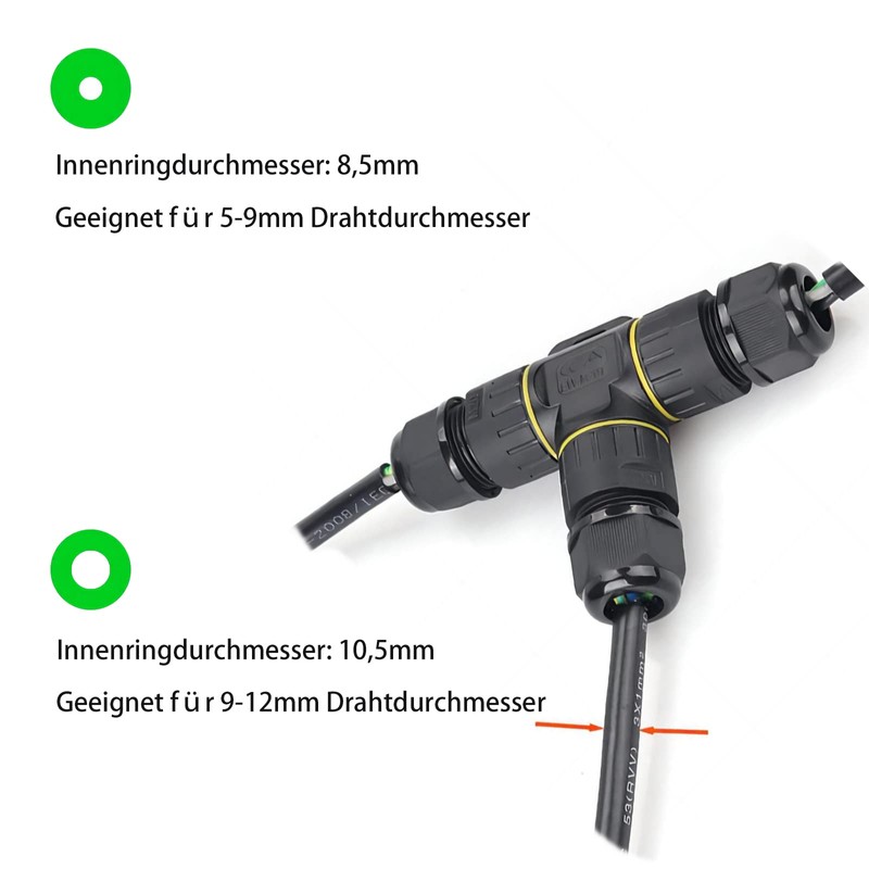 KLJ Waterproof Cable Connector, IP68 Connection Terminals, 2-Pin M20 Plug,
