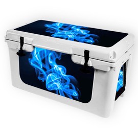 MightySkins (Cooler Not Included) Skin Compatible with RTIC 45 Cooler (2017 Model) - Blue Flames | Protective, Durable, and Unique Vinyl Decal wrap Cover | Easy to Apply | Made in The USA