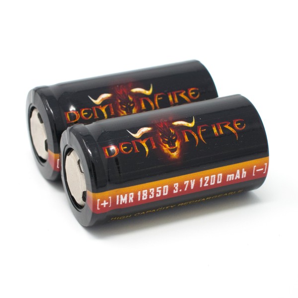 IMR 18350 Flat Top 1200mAh 3.7V High Drain LiMn Demonfire Rechargeable Battery (2 Pieces)