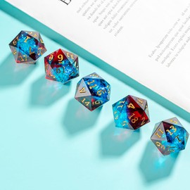 Yourandoll 5pcs Polyhedral Dice D20 Dice 20 Dice for Dungeons and Dragons, DND, TRPG, MTG Dice and More Table Games (Red Blue)