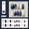 24Pcs Medium Press on Nails Blue Coffin Fake Nails with