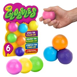 Crayola Globbles Juguete Fidget (6 unidades), Rellenos para Calcetines para Niños, Regalos de Intercambio Navideño, Pelota Antiestrés Pegajosa para Ad