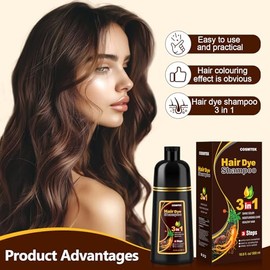 MEIDU - Champú de tinte de cabello marrón oscuro para cabello gris, champú semipermanente para color de cabello para mujeres y hombres, ingredientes h