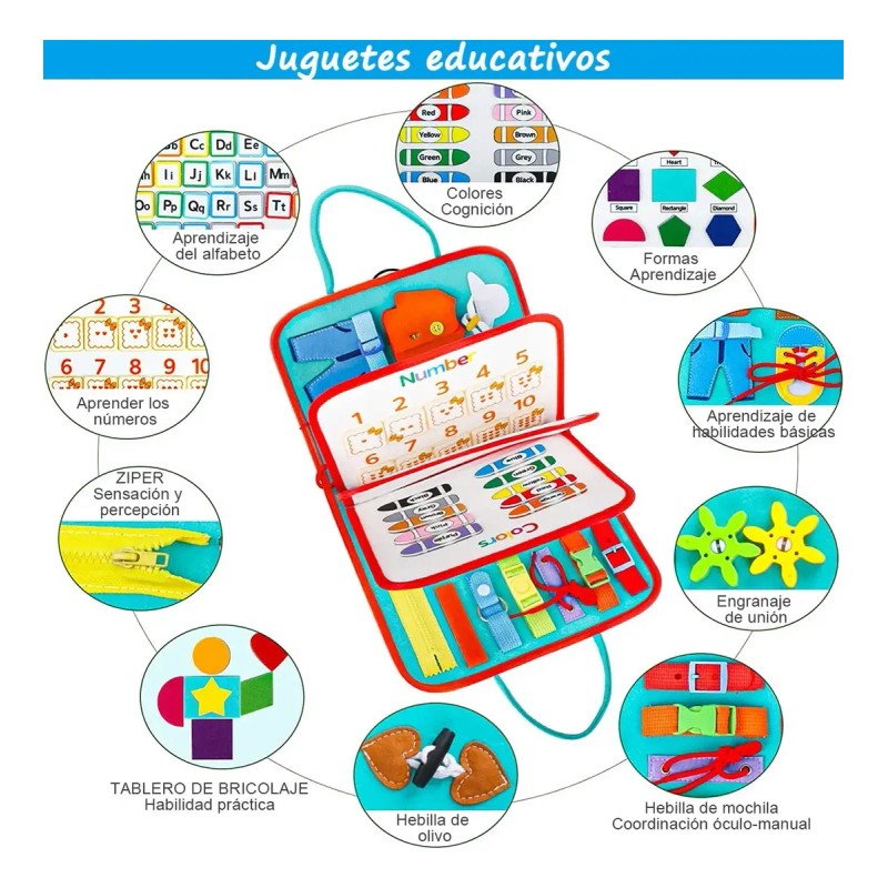 Juguete Tablero Montessori Sensorial Para Niños De Dos Años