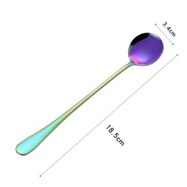 4 Pcs Long Handle Coffee Spoons, Long Handle Mixing Spoons for Coffee Drinking and Ice Cream (Round)