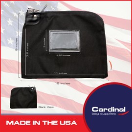 Cardinal bag supplies Locking Bank Bag Canvas Keyed Security, Money Bag, 9 x 12 inches (Black)