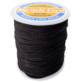 Miracle Cord 1.5mm Nylon Cord Multi-Use Extra Strong Braided String Thread for Wind-Chime Repairs Jewellery Making Crafts (Black, 182 metres)