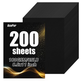 OcePor 8.5” x 11” 200 Sheets Black Cardstock, 65lb/180gsm Black Card Stock, Thick Card Stock Paper, Heavy Cardstock Paper for Printer, Resume, Scrapbooks, Art, Crafts, Business Cards