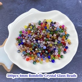 Honkoolly 500pcs Crystal Glass Beads 4mm Faceted Rondelle Glass Beads with Hole Glass Spacer Beads for Bracelets Necklace Earring DIY Jewelry Making Craft(Mixed Colors Series)