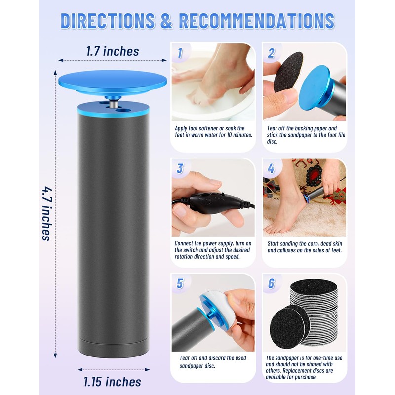 FSA&HSA Professional Electric Foot File, Callus Remover for Feet