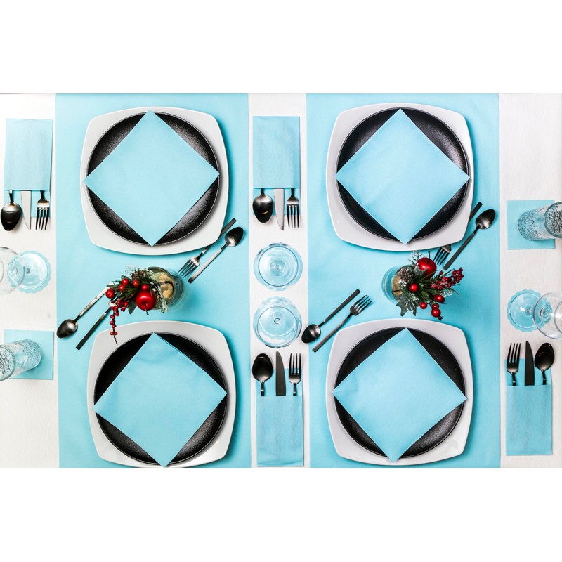 Airlaid Ready-Folded Napkins with Cutlery Pocket, Plain White, 40 x