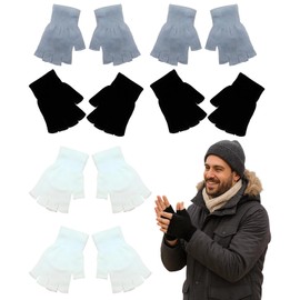 Compression Gloves for Men,Fingerless Gloves, 6 Pairs Fingerless Gloves for Men & Women, Warm Work Gloves for Typing, Outdoor Activities, Cycling and Office Use