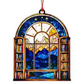 Book Ornament - acotar Gifts for Women - Book Ornaments for Christmas Tree - velaris - Acotar Merch - Xmas Ornament 2025 - Suncatcher Effect Stained Glass Window Hanging - car Hanging