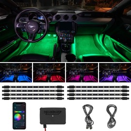 LEDGlow 8pc Bluetooth Multi-Color LED Interior Footwell Underdash Neon Lighting Kit for Cars & Trucks - Smartphone App - Create Any Color - Courtesy Lights - Music Mode - Control Box - Universal