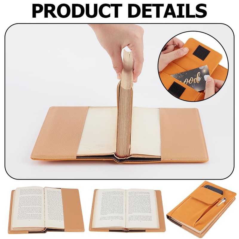 CRASPIRE Orange Book Cover PU Leather A5 Waterproof Book Sleeve