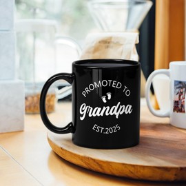 YHRJWN New Grandpa Gifts, Grandfather Fathers Day Gift from Grandchildren, Fathers Day Birthday Christmas Presents for Grandfather, Promoted To Grandpa Est 2025 Mug, 11 Oz