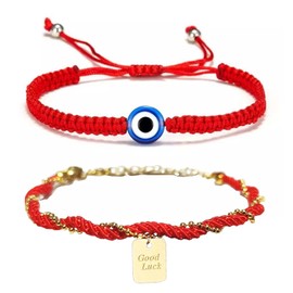 EDWTG Evil Eye Bracelet for Women Lucky Red String Bracelet for Protection Evil Eye Bracelets Mal De Ojo Bracelets (red)