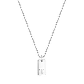 Yimofy Initial Necklace for Women Stainless Steel Women's Dainty Letter Necklace Tiny A-Z Alphabet Pendant Box Chain Choker Necklace T