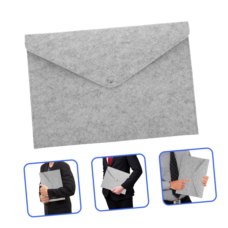 SEWACC Felt Document Carrier Bag with Button Closure Portable Organizer