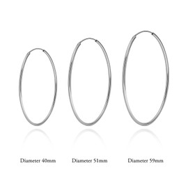 Meissa 1.5mm Sterling Silver Large Hoop Earrings for Women Girls Big Loop Earrings Dainty Lightweight Hypoallergenic Thin Hoop Earrings, 2 Inches, Silver