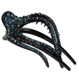 Beautiful Hair Horizontal Side Vance Clip With Beautiful Large Stones Plump Swallow Shape Brown