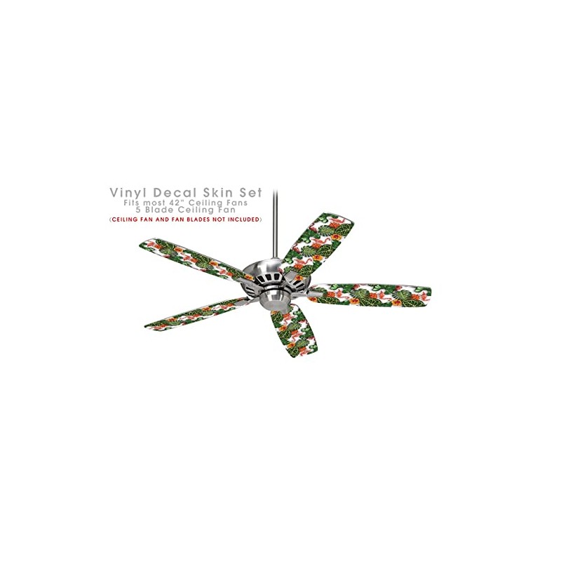 Famingos and Flowers White - Ceiling Fan Skin Kit fits