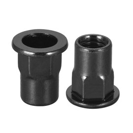 sourcing map M8 Rivet Nuts, Thread Half Hexagonal Carbon Steel Zinc-Plated Flat Head Threaded Insert Nut Black 20Pcs
