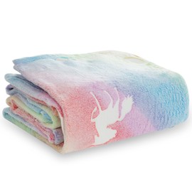 Winthome Glow in The Dark Throw Blanket for Kids Girls Boys, Super Soft Flannel Fleece Fluffy Cuddly Toddlers Blankets Large 51"x67" Cozy Fuzzy Plush Gifts All Seasons Rainbow Unicorn