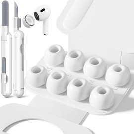 4 pares de almohadillas de repuesto para AirPods Pro de 2ª/1ª generación con caja de almacenamiento portátil y lápiz limpiador, orificio de reducción 