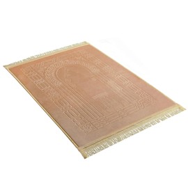 JE JOUE Luxury Islamic Prayer Mat with Tasbih Beads - Extra Thick Large Padded Sajadah for Men, Women & Kids, Soft Non-Slip Muslim Prayer Rug for Eid, Ramadan, Travel(31 "x 47",Camel)