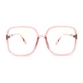 SA106 Womens 90s Oversize Rectangular Butterfly Clear Lens Eyeglasses Pink Gold