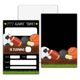 All Star Birthday Party Invitation, Sports Theme Fill-In Invites For Teens Boys & Girls,Soccer, Basketball, Baseball-20 Invitations With Envelopes(4" X 6")，Kids Party Favors Decorations And Supplies-05