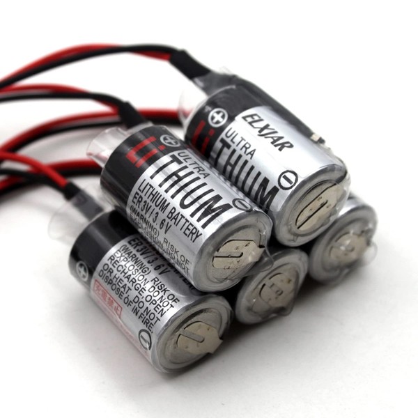 (5-Pack) 3.6V 1200mAh PLC Lithium Battery Compatible for Toshiba ER3V JZSP-BA01 R88A-BAT02W(2 Pin Brown Connector)