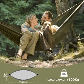 NATUREFUN Ultra-Light Travel Camping Hammock | 300kg Load Capacity,(275 x 140 cm) Breathable,Quick-drying Parachute Nylon | 2 x Premium Carabiners,2 x Nylon Slings Included | Outdoor Indoor Garden