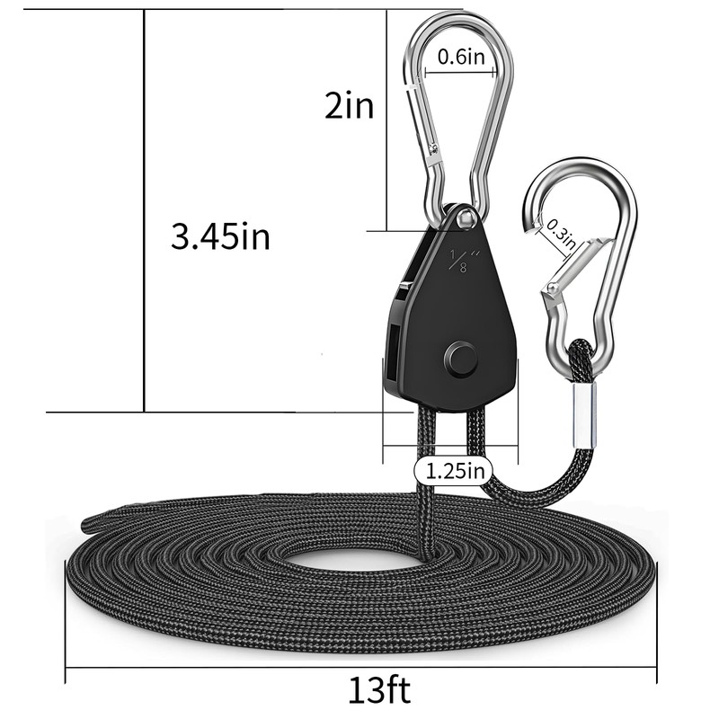 CONBOLA Camping Rope 1/8" Adjustable Rope Hanger Heavy Duty Ratchet