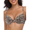RELLECIGA Women's Leopard Underwire Push Up Bikini Top Size Medium