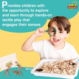 Axel Adventures Sensory Dinosaur Toy for Toddlers - Magic Sand Bin Dig Kit with Fossils, Tools, Learning Playset for Kids, Preschool Dinosaur Toys, Gifts for Boys & Girls, Sensory Activity Box