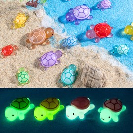 FOLANDO Mini Luminous Turtle Set, 30 Pieces, 3 Sizes, Miniature Tortoise Decoration, Glow in the Dark, Turtle Ornaments, Micro Landscape, Fluorescent Tortoise Figure, Garden, Aquarium Decoration