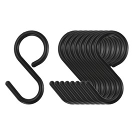HARFINGTON 9pcs S Hooks 2.4" Plastic Hanging S Shaped Hooks Small S Hanger Closet Rod Hooks for Hanging Kitchen Utensils Cups Plants Jewelry Jeans Clothes Towels Tools, Black