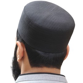 Men's Premium Islamic Skull Cap Hat Topi Takke for Muslim Men Turban Kufi (US, Alpha, X-Large, Black)