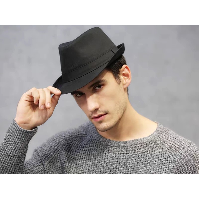 JowTreex Classic Fedoras Hats Short Brim Panama Jazz Hat Trilby