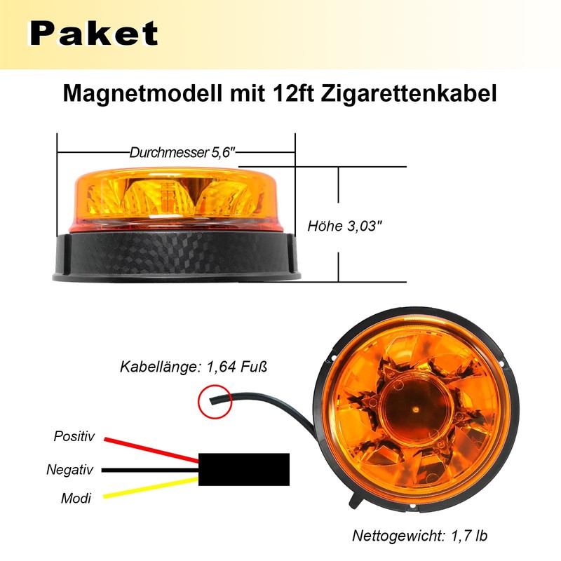 Agrieyes Interchangeable Lenses Rotating Beacon 12 V Warning Light Car