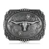 Western Cowboy Belt Buckle for Men, Texas Longhorn Bull Belt